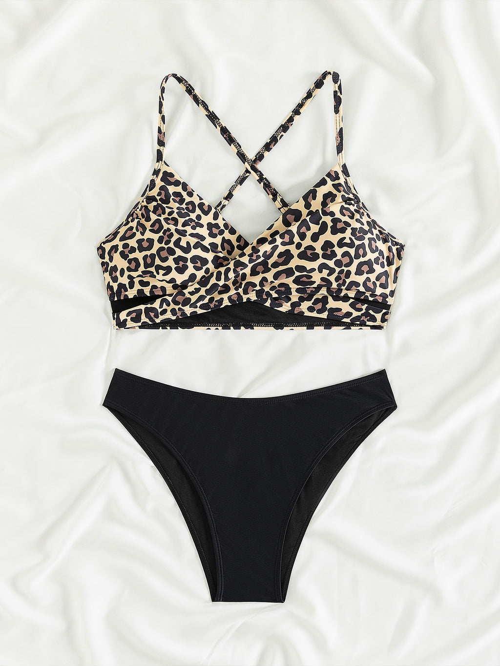 2025 New Bikini Cross-border European and American AliExpress Leopard Print Sexy Bikini Split Swimsuit for Women