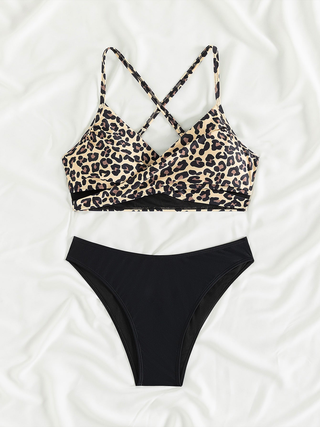 2025 New Bikini Cross-border European and American AliExpress Leopard Print Sexy Bikini Split Swimsuit for Women