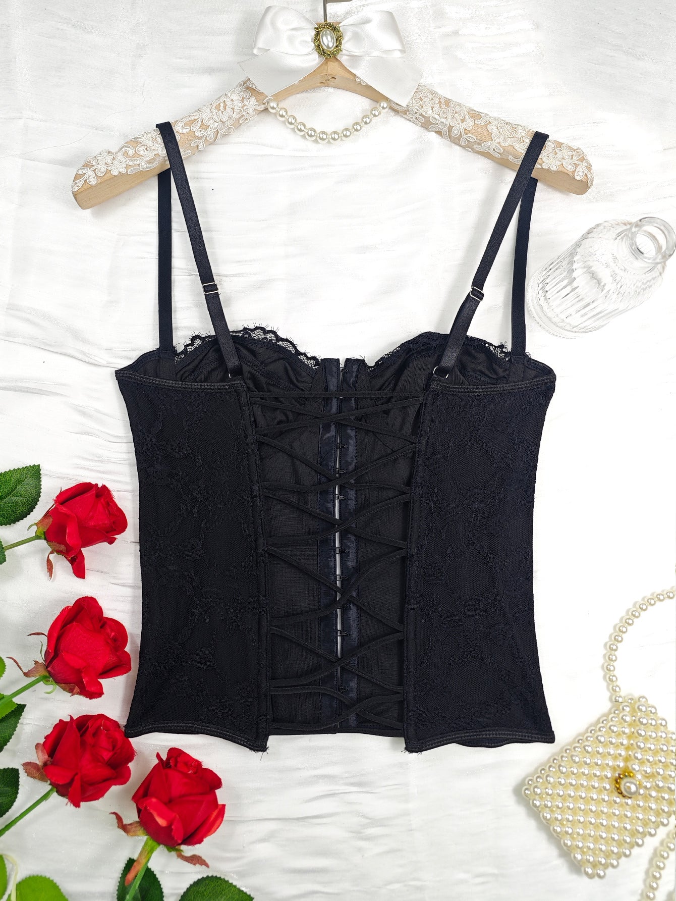 Top Bustier con Encaje y Aro | Espalda Descubierta