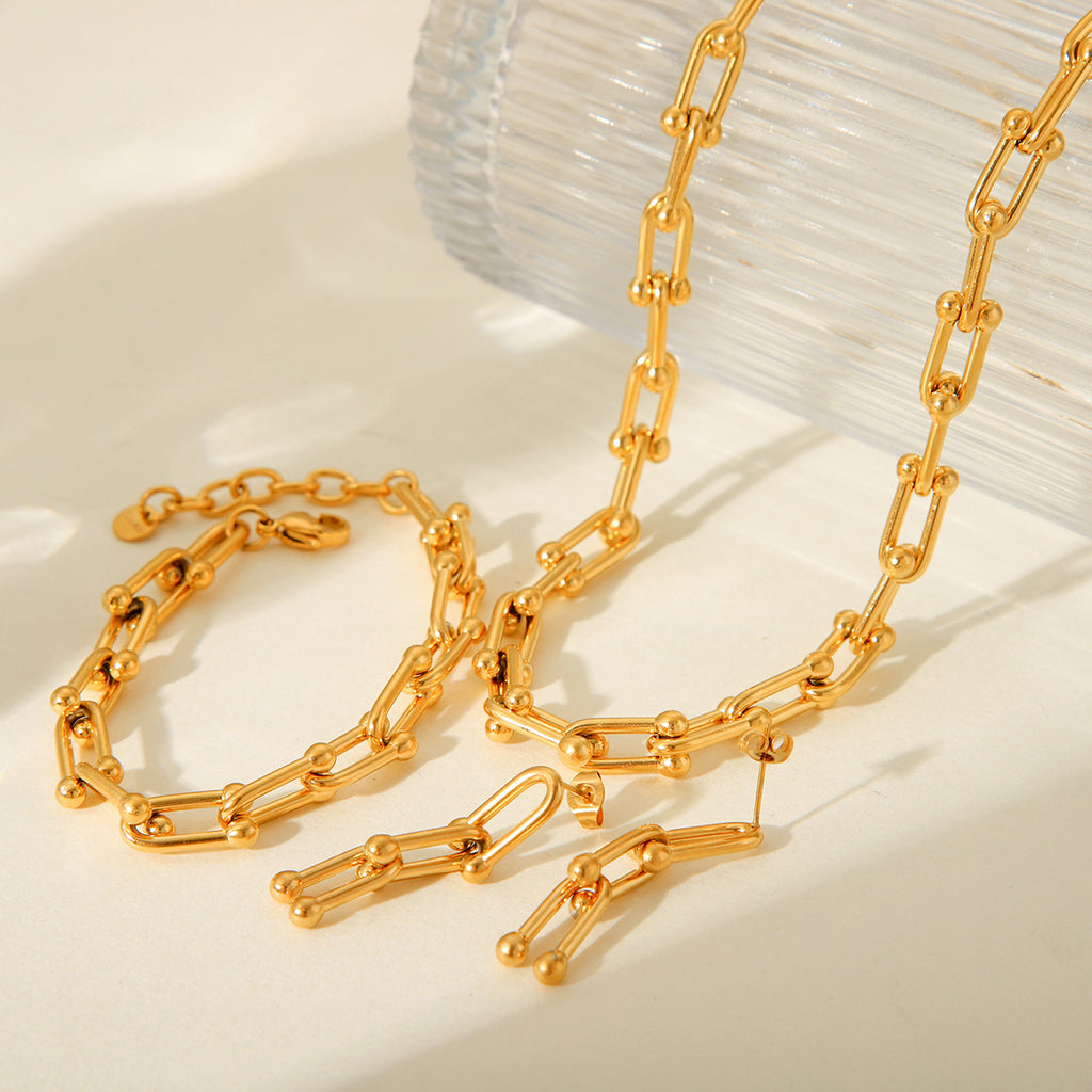 Set Joyería Estilo INS | Cierre Herradura Acero Titanio