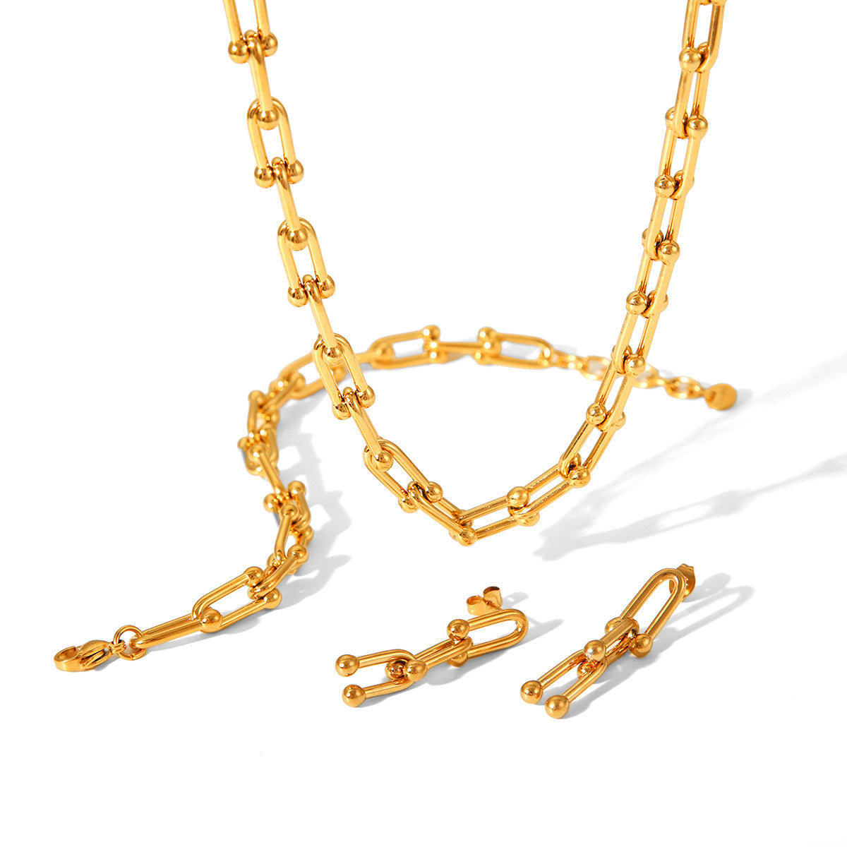 Set Joyería Estilo INS | Cierre Herradura Acero Titanio