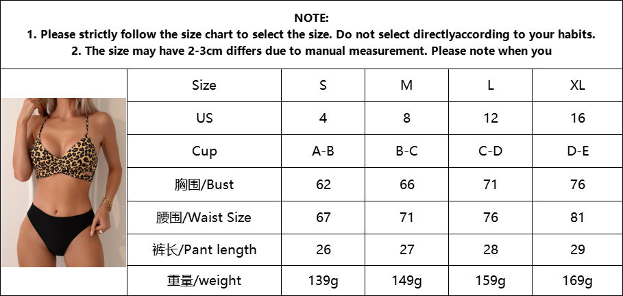 2025 New Bikini Cross-border European and American AliExpress Leopard Print Sexy Bikini Split Swimsuit for Women