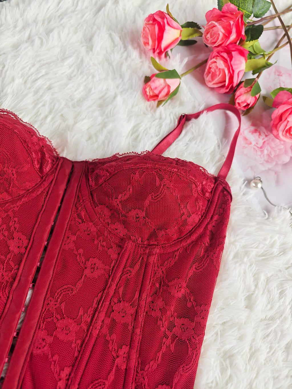 Top Bustier con Encaje y Aro | Espalda Descubierta