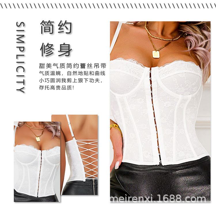 Top Bustier con Encaje y Aro | Espalda Descubierta