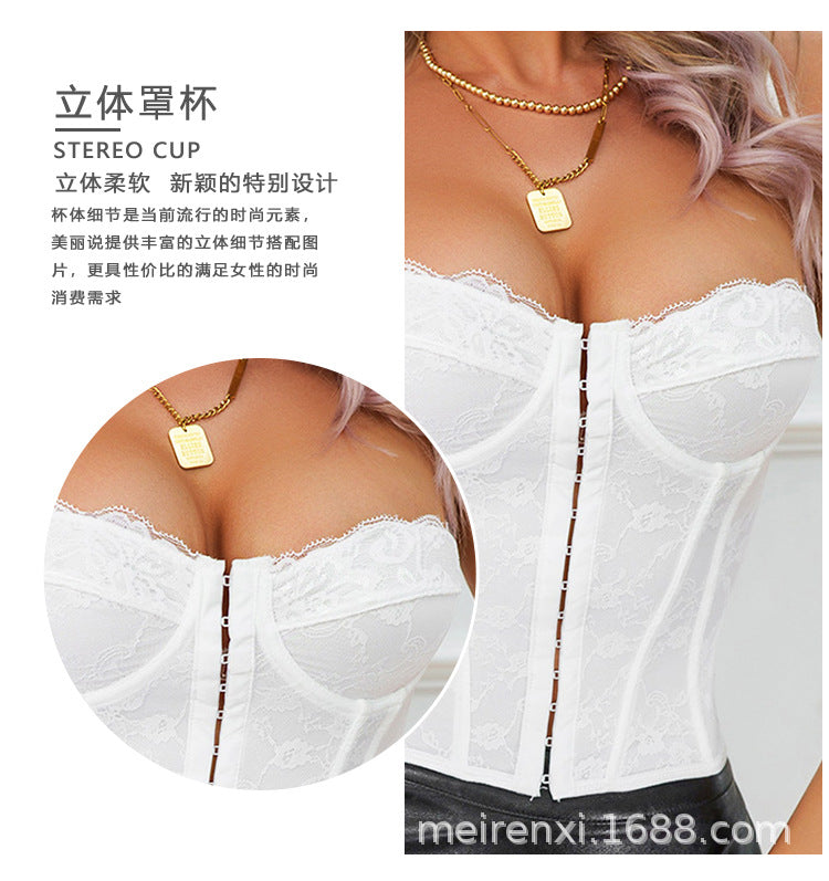 Top Bustier con Encaje y Aro | Espalda Descubierta