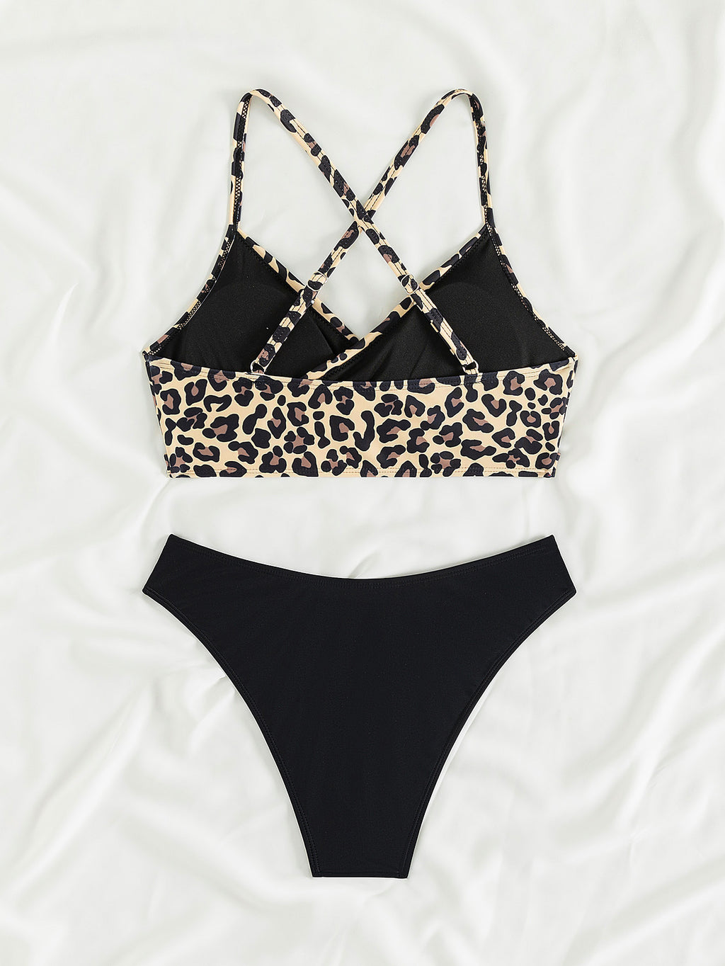 2025 New Bikini Cross-border European and American AliExpress Leopard Print Sexy Bikini Split Swimsuit for Women