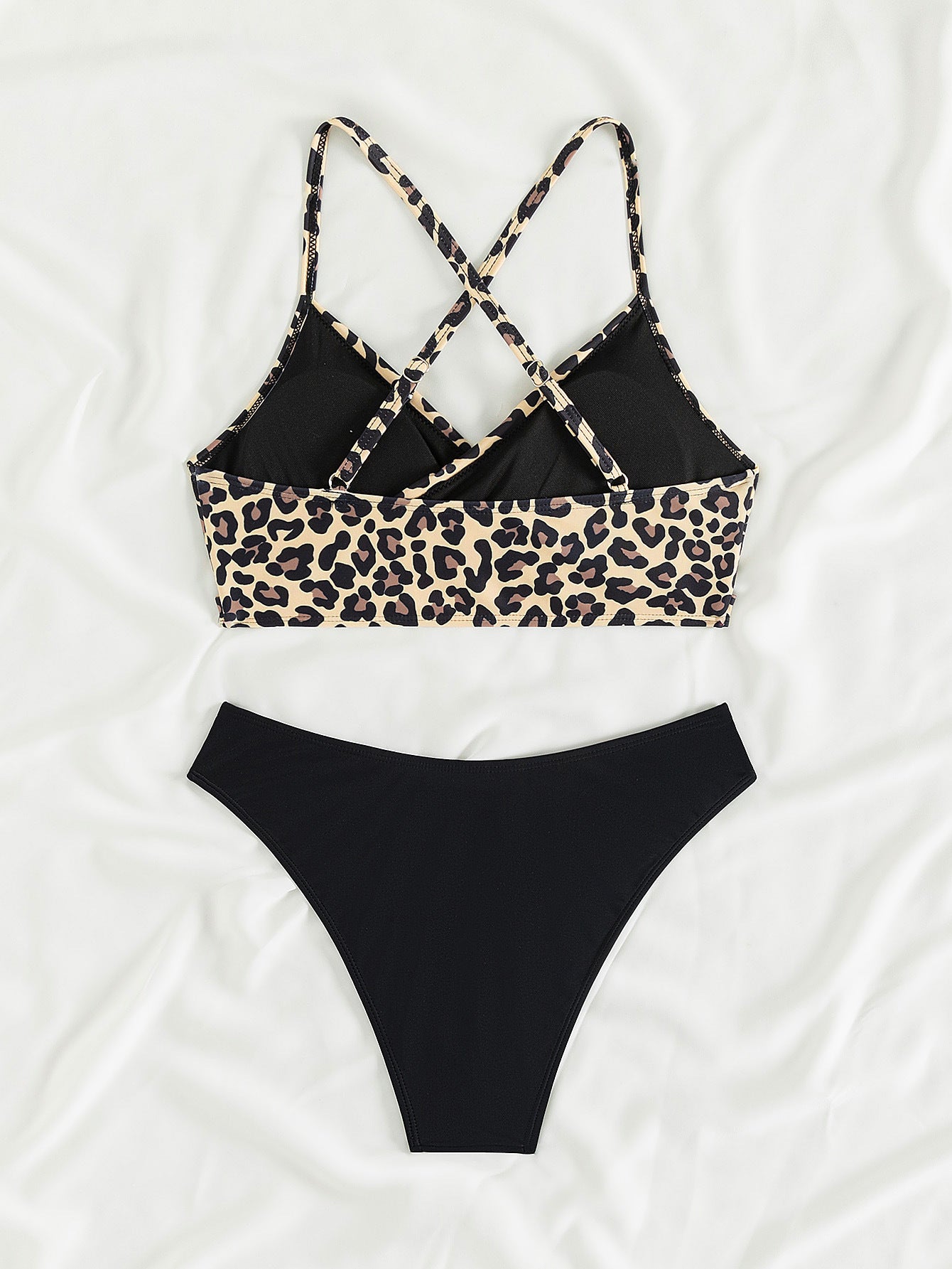 2025 New Bikini Cross-border European and American AliExpress Leopard Print Sexy Bikini Split Swimsuit for Women