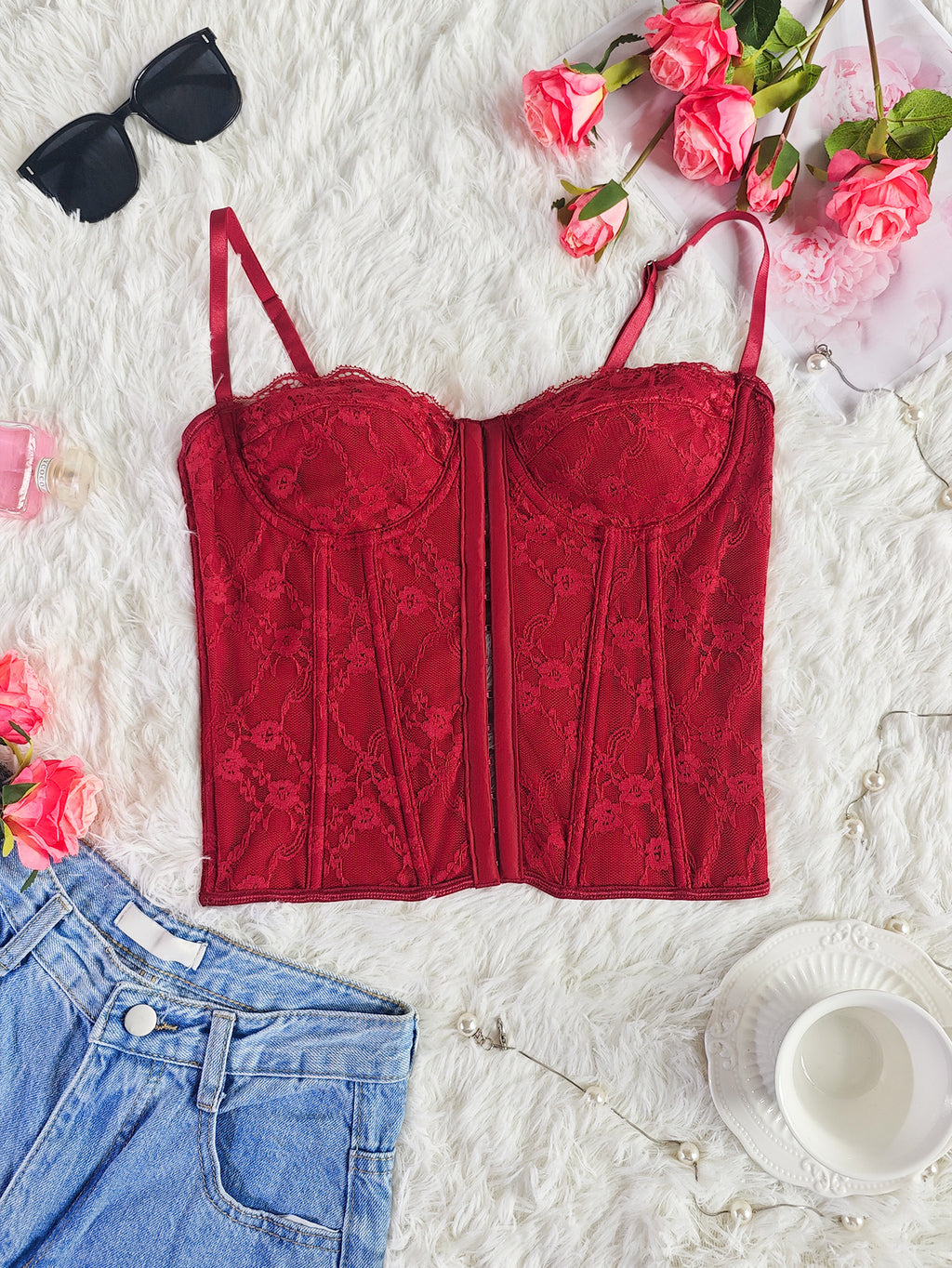 Top Bustier con Encaje y Aro | Espalda Descubierta