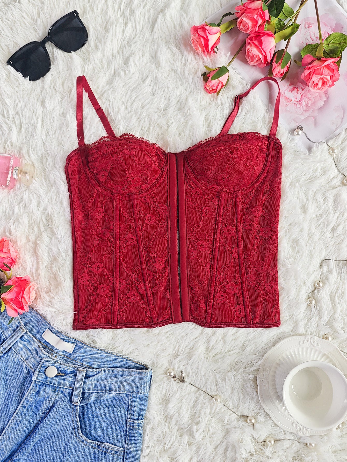 Top Bustier con Encaje y Aro | Espalda Descubierta