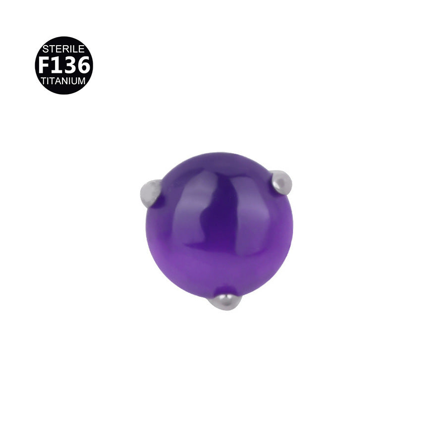 Piercing de Labio Rosca Interna | Titanio F136 con Piedra Natural