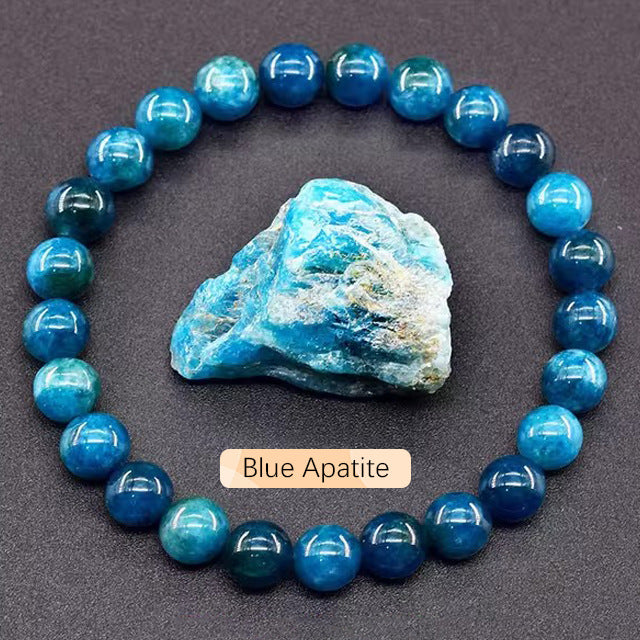 SHINE/TK Cross-border Best Selling 8mm Apatite Sun Stone Beaded Bracelet Handmade Agate Crystal Original Stone Bracelet