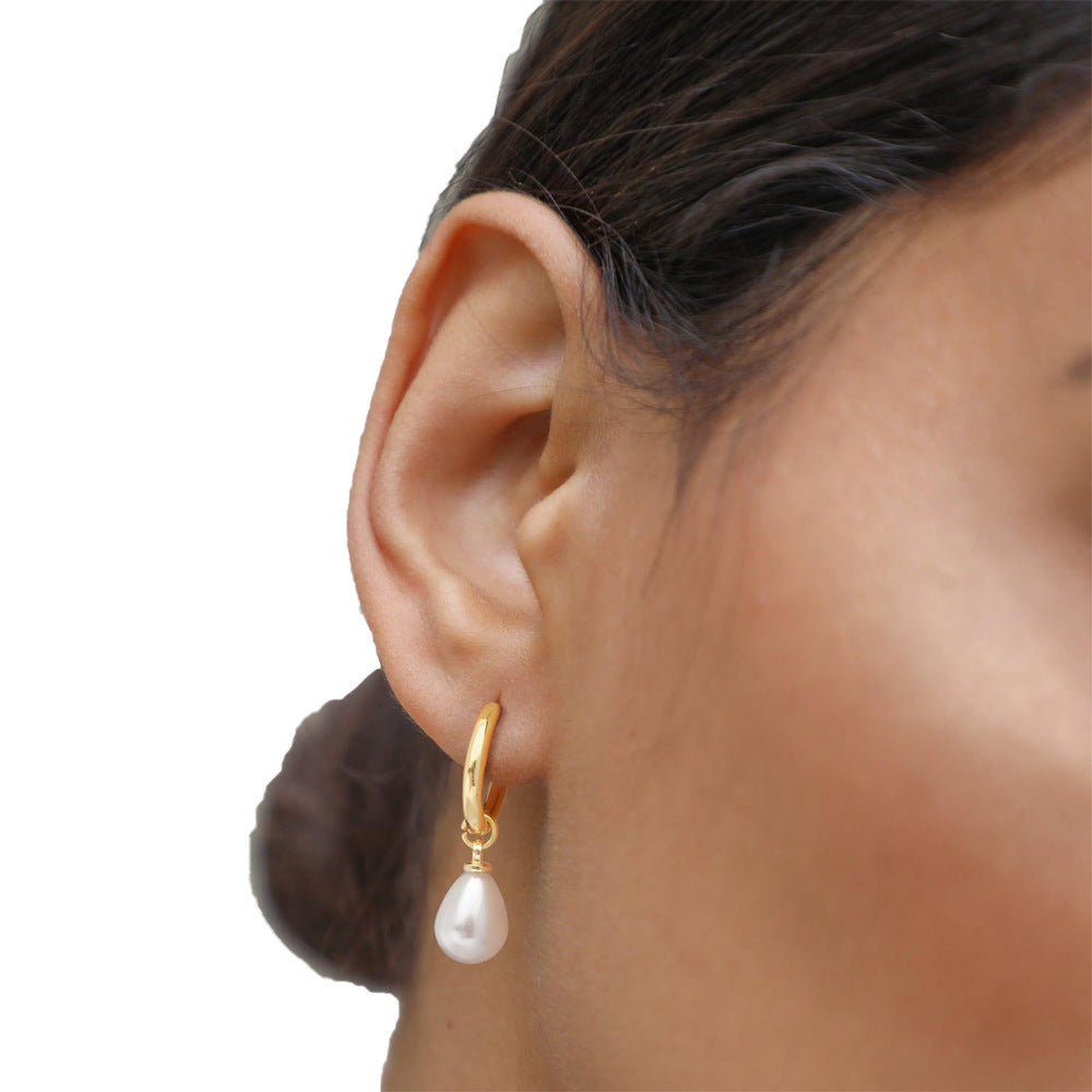 Pendientes Gota de Perla | Acero Inoxidable Baño Oro 18k
