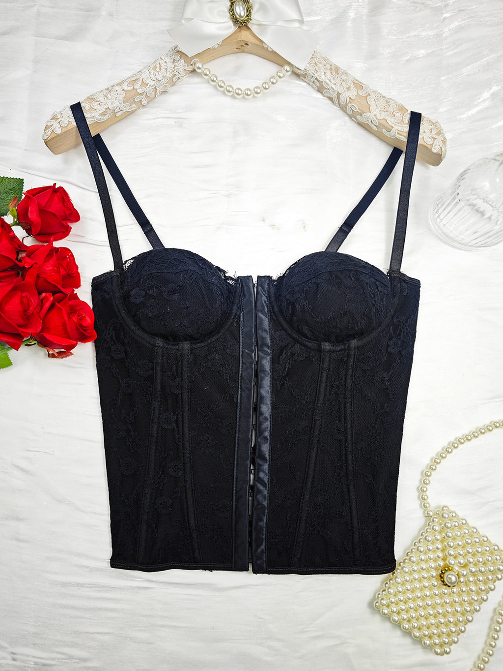 Top Bustier con Encaje y Aro | Espalda Descubierta