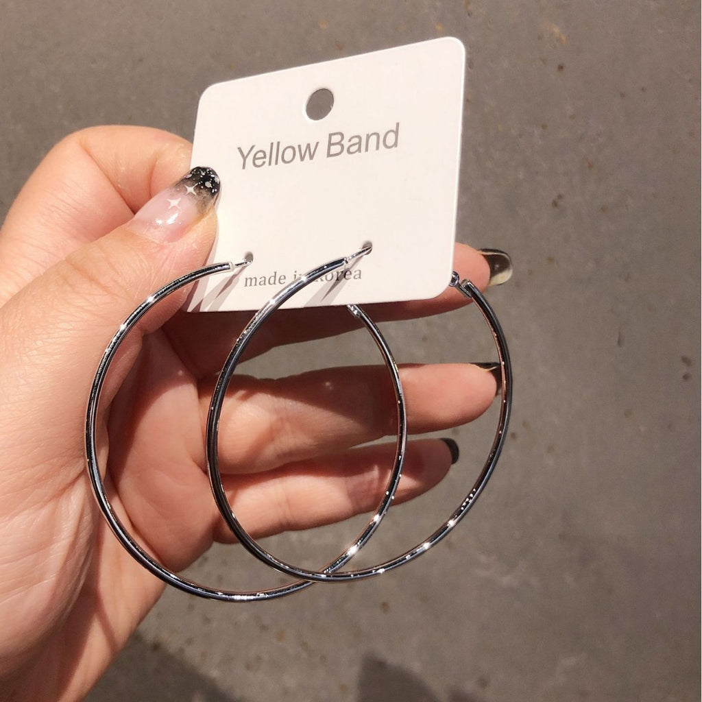 925 Silver Needle Hoop Earrings Hoop Earrings Exaggerated Stylish Elegant Ins Style Popular Earrings Ear Buckles Korean Metal