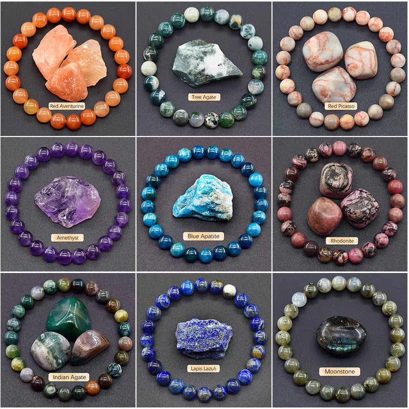 Pulsera de Piedras Naturales Hecha a Mano | Ágata Cristal Amatista