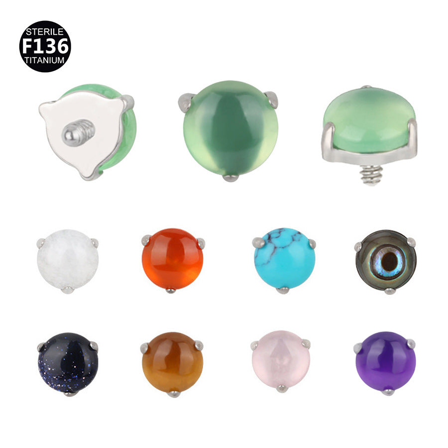 Piercing de Labio Rosca Interna | Titanio F136 con Piedra Natural