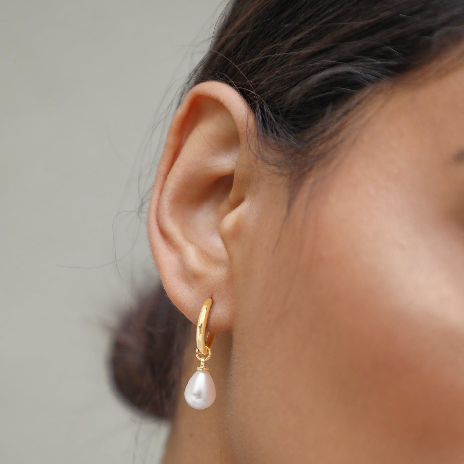 Pendientes Gota de Perla | Acero Inoxidable Baño Oro 18k