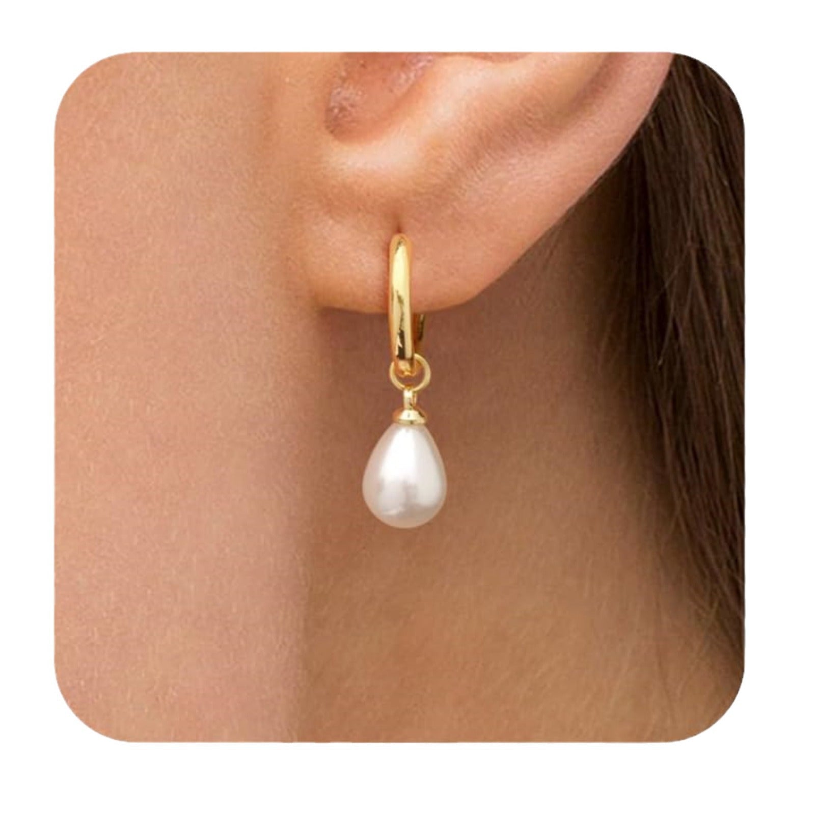 Pendientes Gota de Perla | Acero Inoxidable Baño Oro 18k