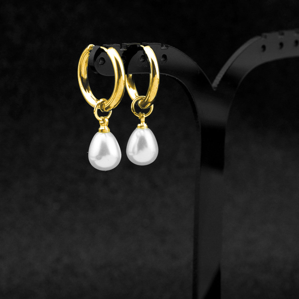 Pendientes Gota de Perla | Acero Inoxidable Baño Oro 18k