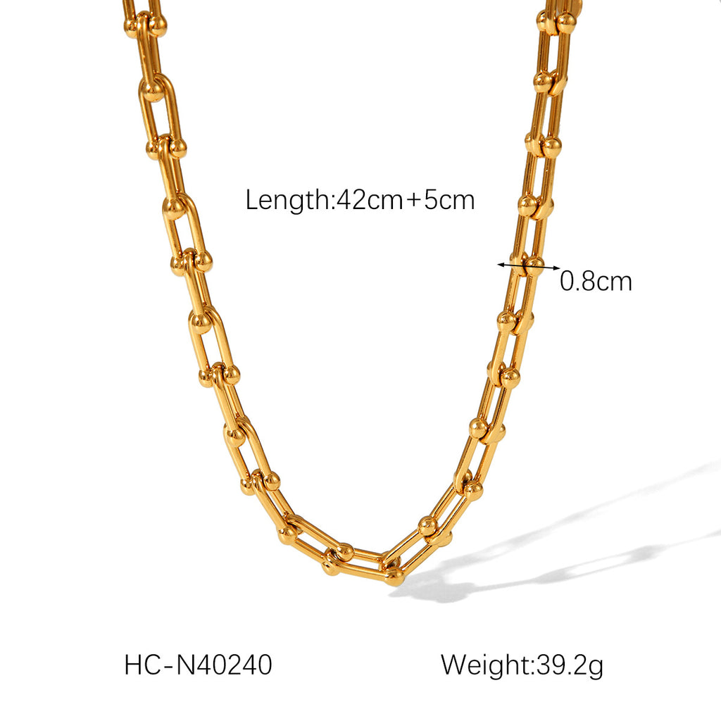Set Joyería Estilo INS | Cierre Herradura Acero Titanio