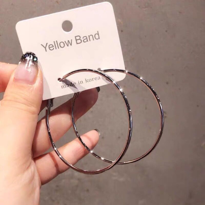 925 Silver Needle Hoop Earrings Hoop Earrings Exaggerated Stylish Elegant Ins Style Popular Earrings Ear Buckles Korean Metal