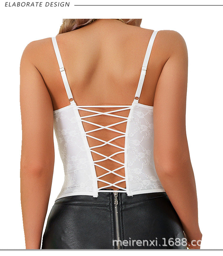 Top Bustier con Encaje y Aro | Espalda Descubierta
