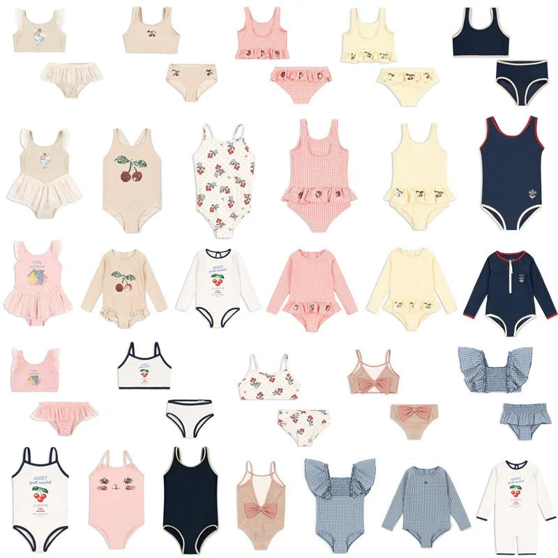 Ropa Infantil, Trajes de Baño para Niñas, Verano 2026, Traje de Baño con Encaje, Estampado, Volantes, Estilo Princesa, Conjuntos de Bikini, Monokini