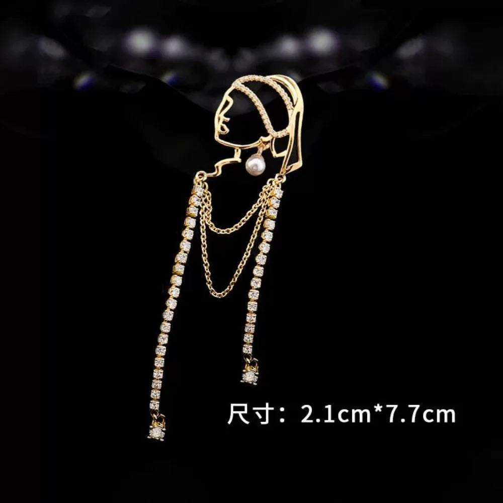 Broche Pin Perlas Circón Retro Mujer