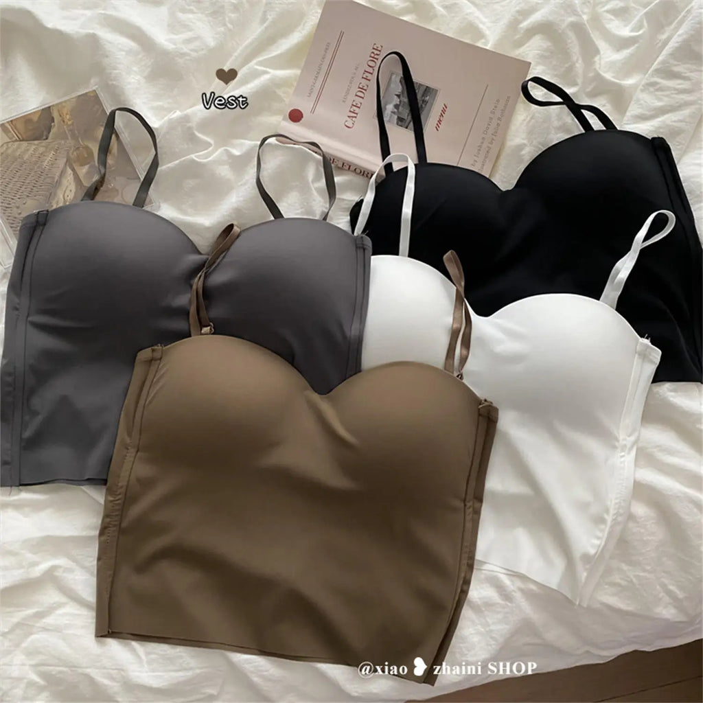 Camiseta sin mangas para Yoga y gimnasio para mujer, Top Popular de punto liso y sin costuras, chaleco con espalda en U y tirantes con almohadilla fija para el pecho, 1 ud.