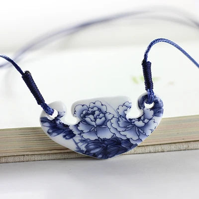 Collar Cerámica Vintage Colgante Floral