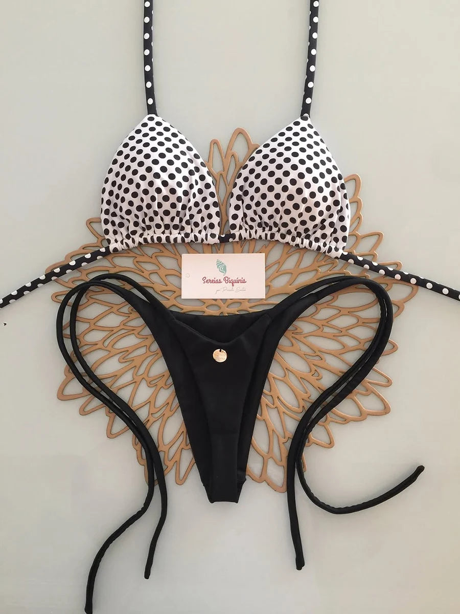 Bikini de Tiras con Rayas Micro Monokini Mujer