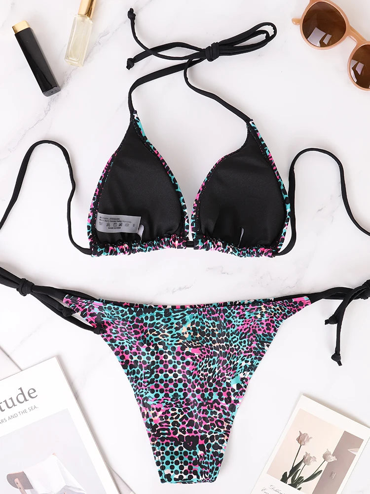 Bikini Lunares Colorido con Cordones