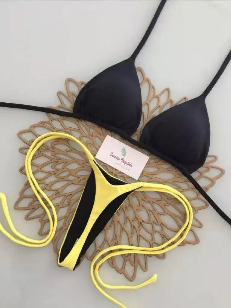 Bikini de Tiras con Rayas Micro Monokini Mujer