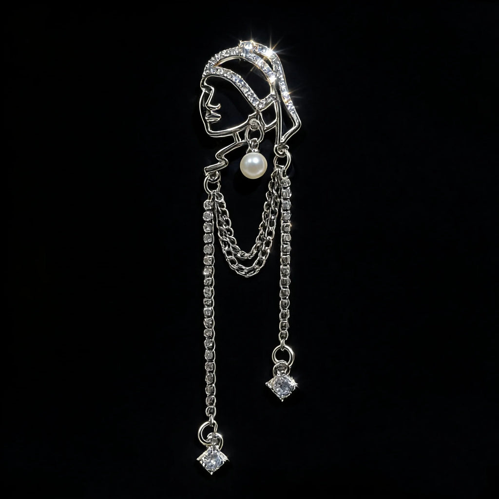Broche Pin Perlas Circón Retro Mujer