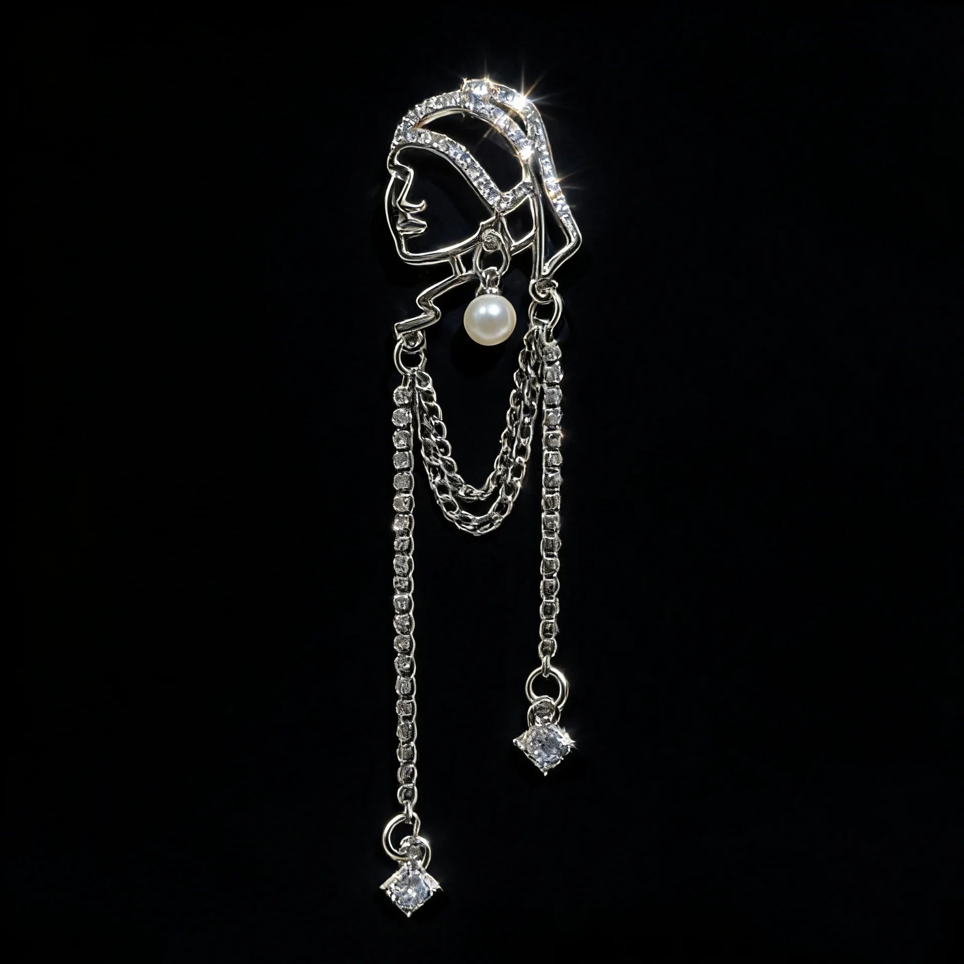 Broche Pin Perlas Circón Retro Mujer