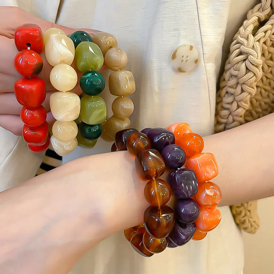 Pulsera Cuentas Acrílico Bohemia Mujer