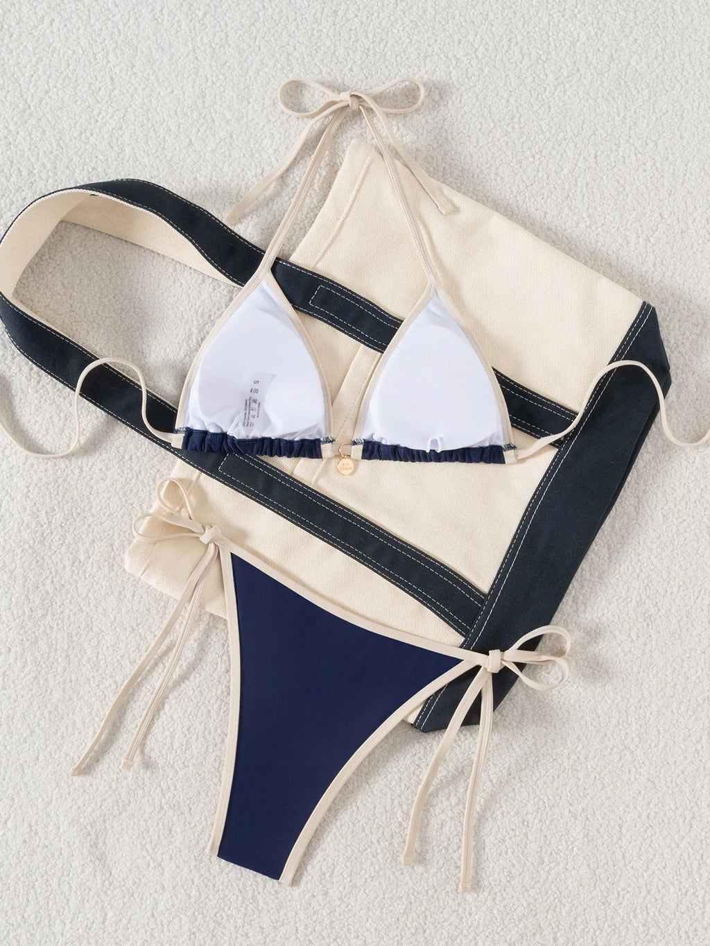 Bikini Bicolor con Lazos Laterales