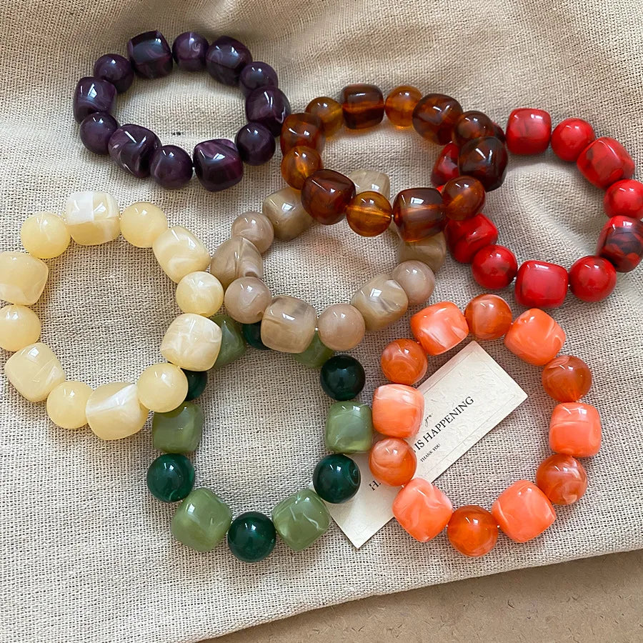 Pulsera Cuentas Acrílico Bohemia Mujer