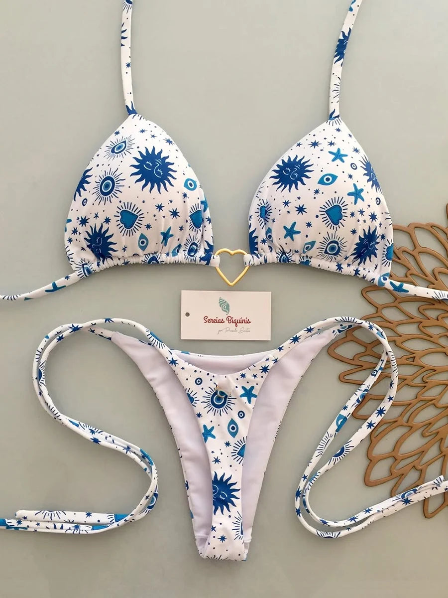 Bikini de Tiras con Rayas Micro Monokini Mujer