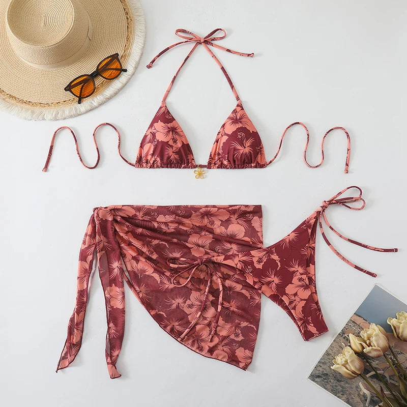 Conjunto Bikini 3 Piezas con Pareo