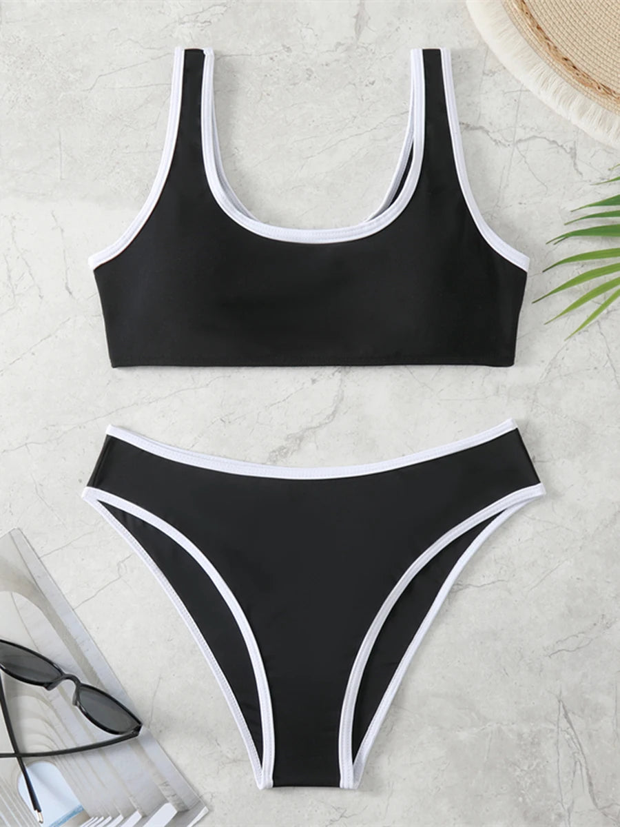Traje de Baño Deportivo de Dos Piezas para Mujer, Bikini 2026, Ropa de Baño Femenina, Traje de Natación, Ropa de Playa