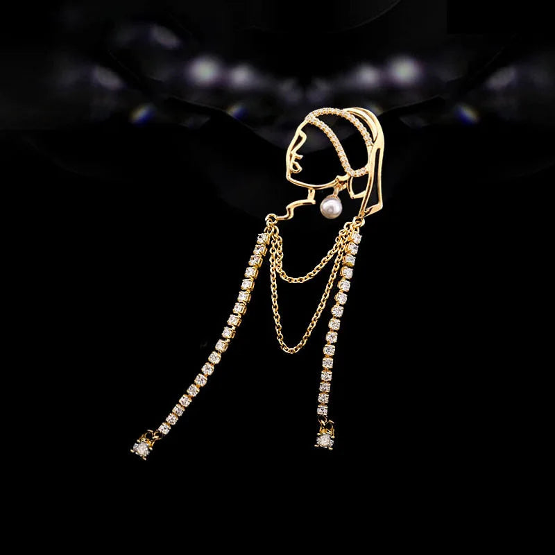 Broche Pin Perlas Circón Retro Mujer