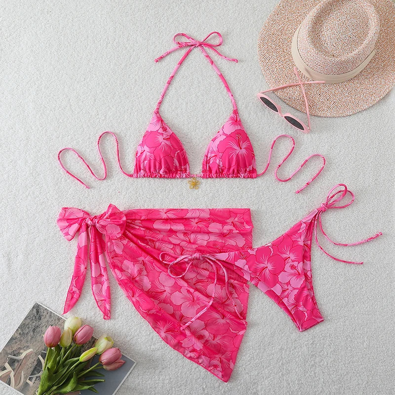 Conjunto Bikini 3 Piezas con Pareo