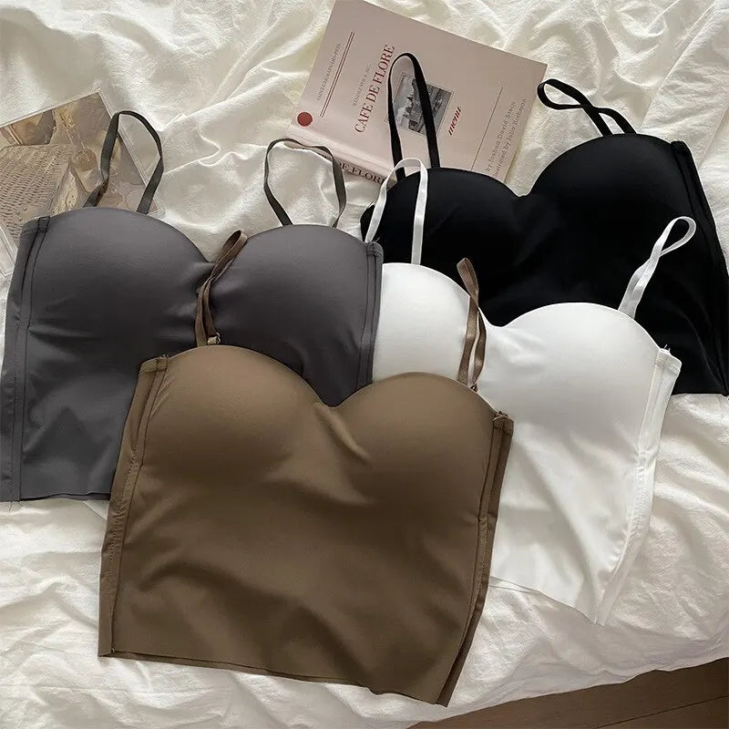 Camiseta sin mangas para Yoga y gimnasio para mujer, Top Popular de punto liso y sin costuras, chaleco con espalda en U y tirantes con almohadilla fija para el pecho, 1 ud.