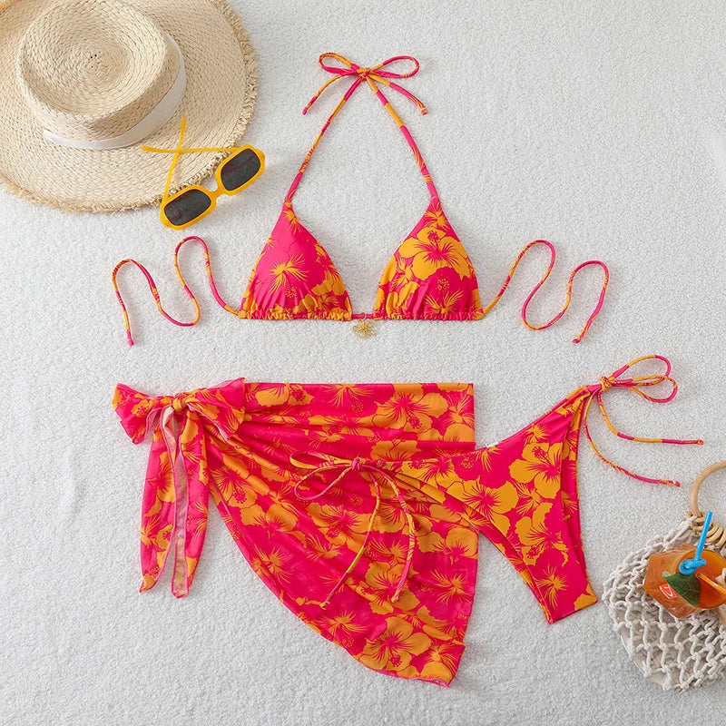 Conjunto Bikini 3 Piezas con Pareo