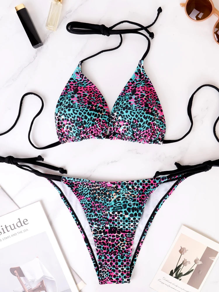 Bikini Lunares Colorido con Cordones