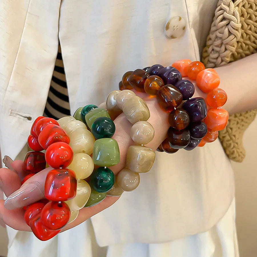 Pulsera Cuentas Acrílico Bohemia Mujer