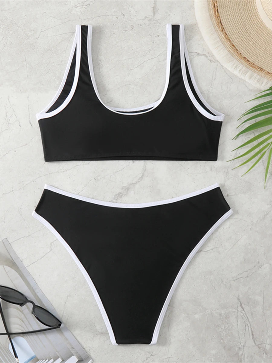 Traje de Baño Deportivo de Dos Piezas para Mujer, Bikini 2026, Ropa de Baño Femenina, Traje de Natación, Ropa de Playa