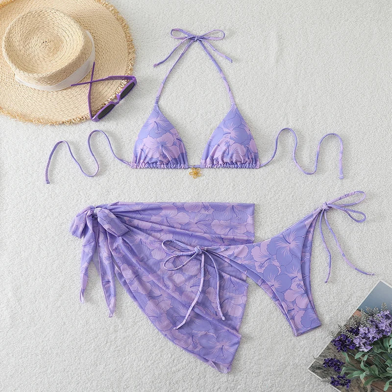 Conjunto Bikini 3 Piezas con Pareo