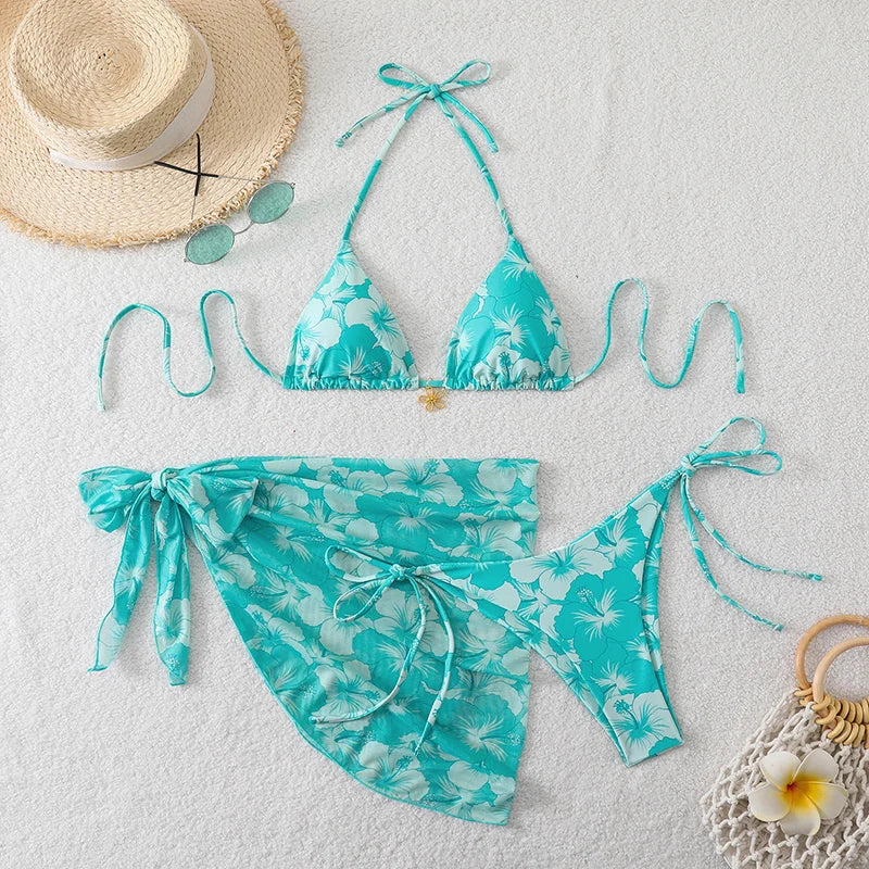 Conjunto Bikini 3 Piezas con Pareo